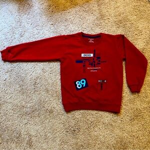 BOYS T-SHIRT Full Sleeve | Size 4 - 5 Years | Red Thick Crewneck Print On Front